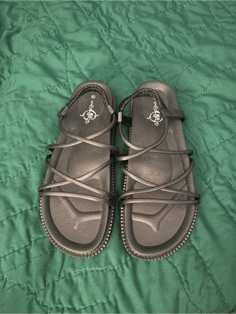 Women’s Black Strappy Slide Sandals
